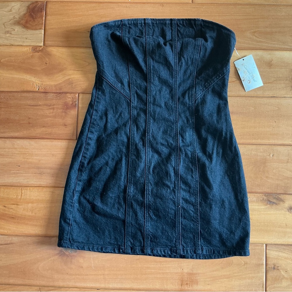 Universal Thread Black denim Strapless Mini Dress… - image 1
